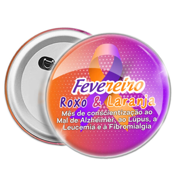 botons pronto de conscientização fevereiro roxo e laranja
